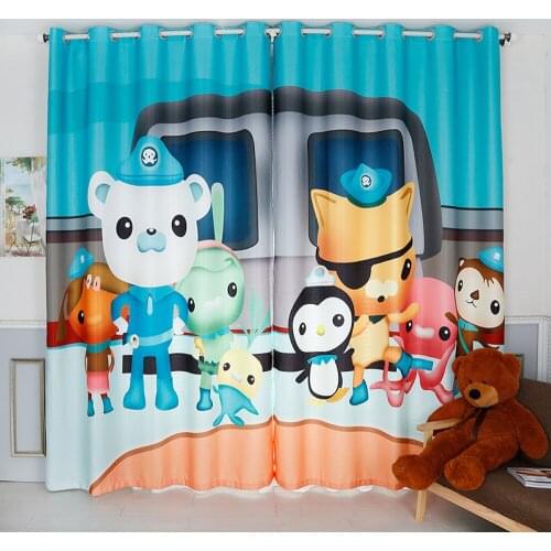 Custom Window Curtains for Living Room Bedroom Nursery Kid Children Room Window Tulle Sheer Drapes Bear Blue
