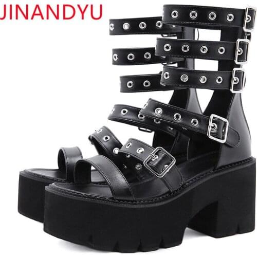 Gladiator High Heels Women Sandals Big Size 43 Platform Shoes Black Summer Sandals Casuales Fashion Shoes for Women Chunky Heels