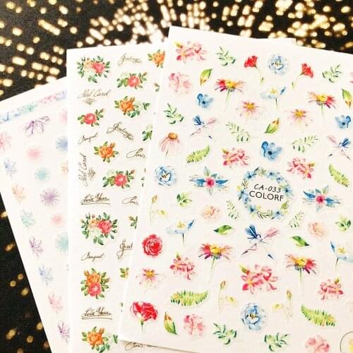 CA-33-169-215-251-252 FLOWER 3d nail art stickers decal template diy nail tool decorations