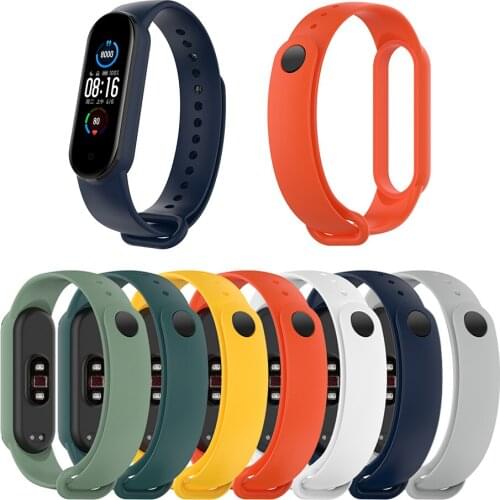 Silicone Smart Watch Strap Solid Color Replacement Wrist Band Universal for Mi Band 6/6 NFC/5/5 NFC Huami Amazfit Band 5