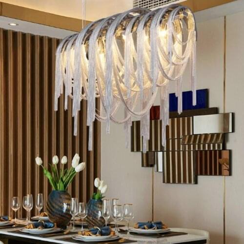 Modern Luxury Tassel Led Chandelier Silver Gold Aluminum Chain G9 Chandelier Lamp Lustre New Design Hang Lamp