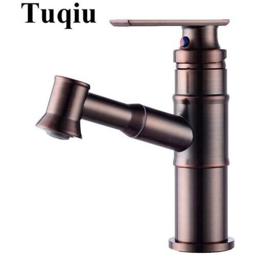 Vidric New Basin Faucet brown Oil Brushed Brass Bathroom Faucets Hot and Cold pull out Contemporary Mixer Tap torneira