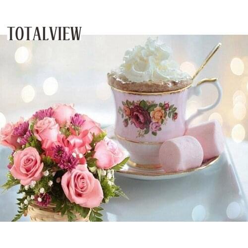 Embroidered with rhinestones diy diamond painting square cross stitch rhinestone pasted painting charming flowers home decor