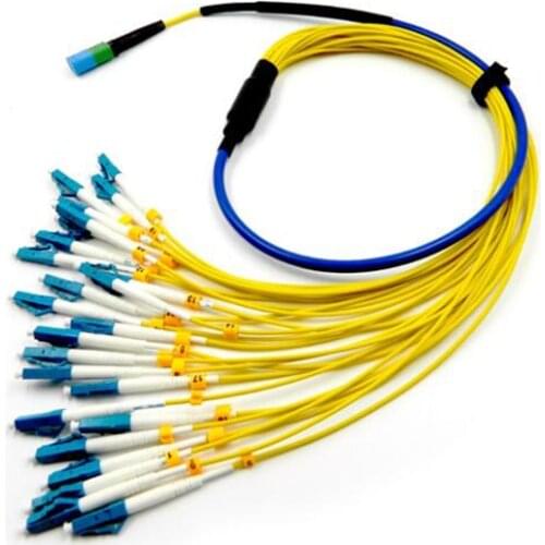 High Quality 24 Core MPO-LC 1M Cross Connected Optical Fiber Patch Cord Singlemode Duplex Fiber Optic Cable Free shipping