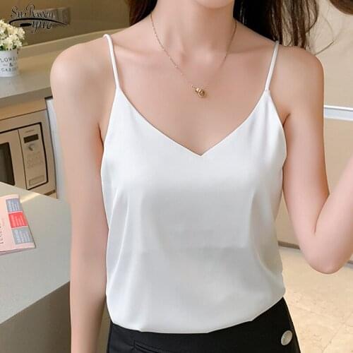 2021 Summer Loose Bottoming Outer Vest Sexy Off-shoulder Beautiful Back Sleeveless Fashion V-neck Sling Chemisier Femme 15394