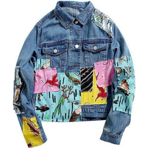 Female Jacket Blue Single Breasted Collar Pocket Ripped Jeans Jacket Denim Coat Women 2019 Fashion Ladies Jackets Outerwear