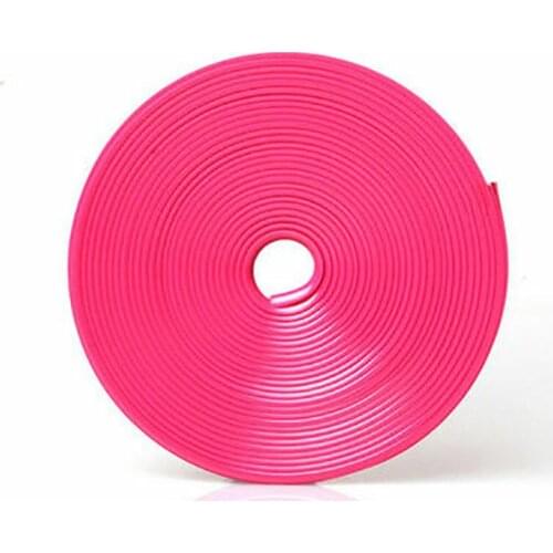 1x Car Wheel Rims Rubber Protector Tyre Stying Moulding Sticker Pink 8M Waterproof Decoration Strip For SUV Bus Van Truck