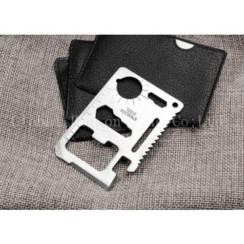 100PCS -Multi Tools 11 in 1 Multifunction Outdoor Hunting Survival Camping Pocket Military Card Knife Silver