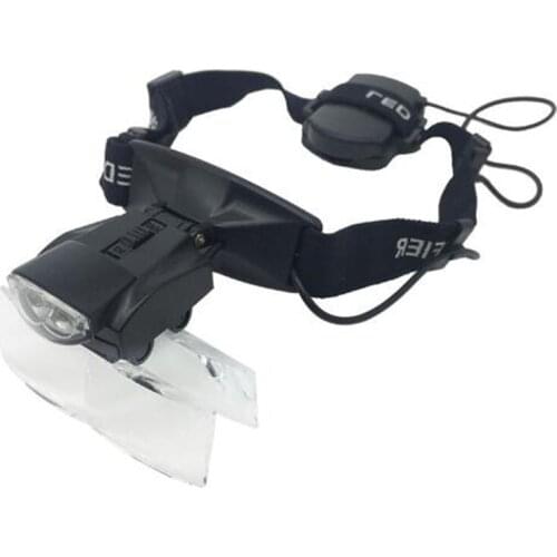 1X 1.5X 2X 2.5X 3.5X Illuminated Helmet Magnifier Headband Magnifying Glass Loupe with LED for Reading and Watch Clock Repairing