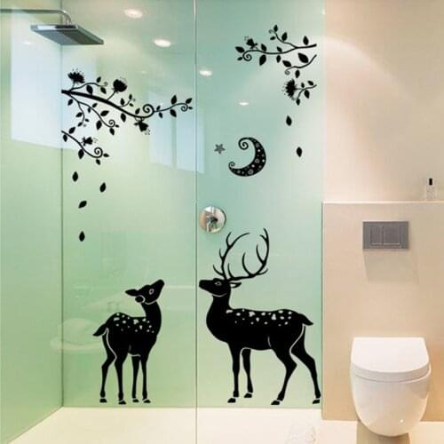 3D Waterproof Sticker Name Moonless Deer DIY Vinyl Wall Stickers For Kids Rooms Glass Bathroom Christmas Decorations Wall Decals
