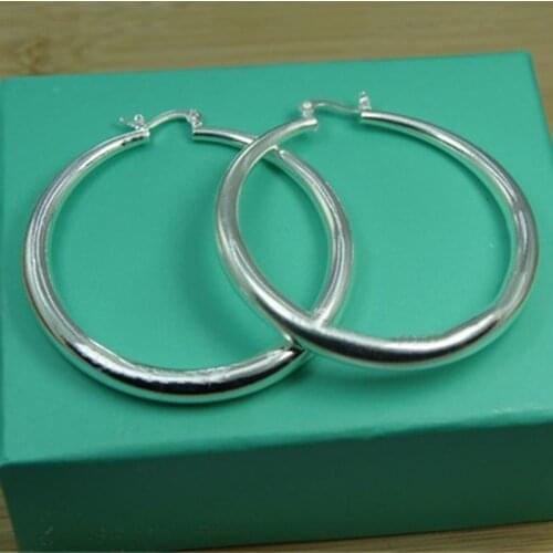BABYLLNT 925 Sterling Silver Smooth Circle Hoop Earrings For Woman Wedding Engagement Party Fashion Charm Jewelry Gift