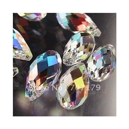 Free shipping~! 100Pcs/lot 6*12mm,8*13mm Clear AB Color Crystal teardrop beads Briolette Pendants