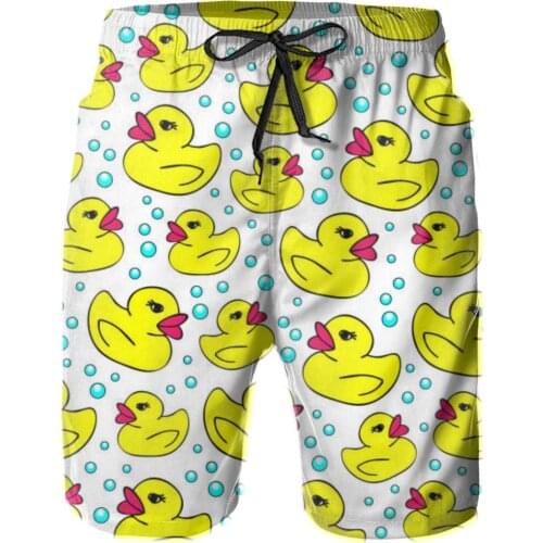 High quality Quick Dry Summer Mens Cartoon Yellow Duck Siwmwear Beach Board Shorts For Man Swimming Shorts Beachwear