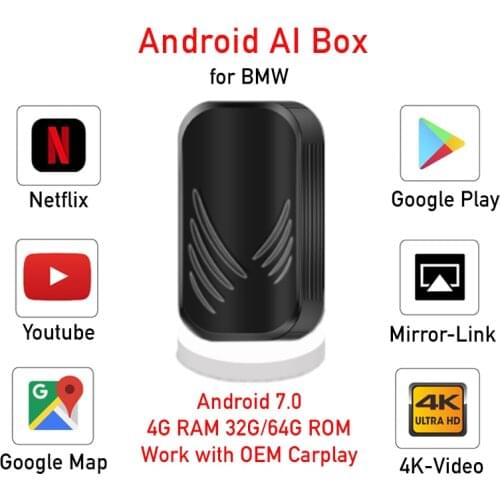 Carplay Wireless 4+64G Android Adapter AI Box for BMW X3 X4 X5 X6 Mirror Link Plug and Play Universal Cars Radio with Carplay
