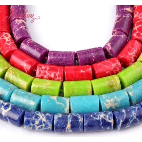 8x12mm Smooth Column Shape Beads Sea Sediment Stone Beads For DIY Necklace Bracelat Earring Jewelry Making 15" Free Shipping