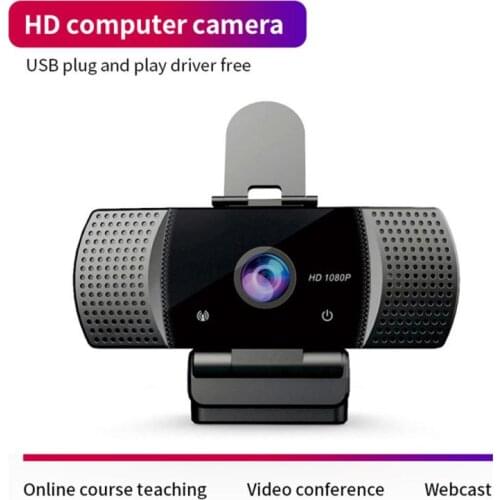 Hot 1080p HD Webcam With Built-In Microphone Fixed ABS Computer Camera With Lens Cover USB Drive-Free Black Digital Camera