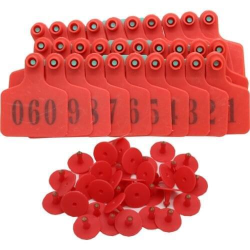 1000 pcs Livestock Identification Red Ear Tags for Goats Sheep Cattle Cows Pigs TPU Precision Ear Tags