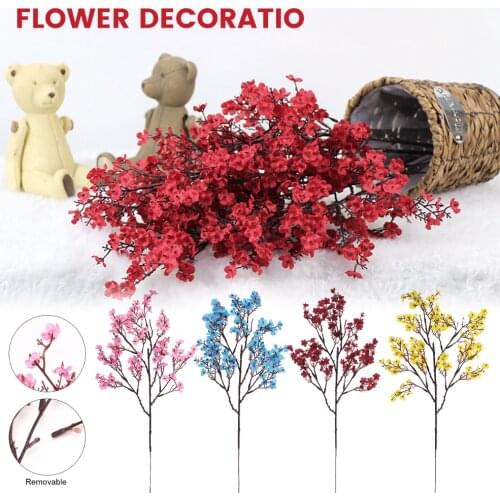 5 Pcs Artificial Blossom Artificial Silk Flowers Fake Flowers DIY Home Store Wedding Decorative Flowers Plastic Bouquet