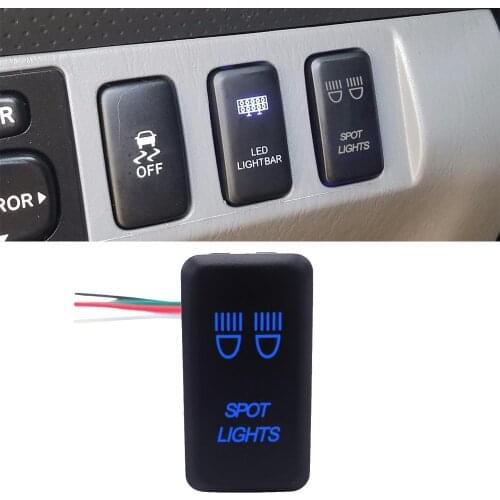 Wsen Blue Backlight Spot Lights Symbol Push Button ON-Off with Connector Wire Kit Fit For Toyota Tacoma Tundra 4Runner Cruiser