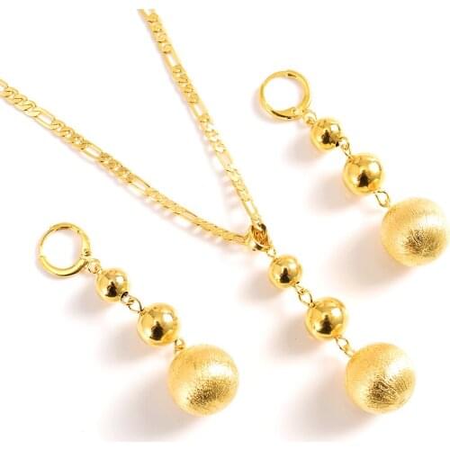 Jewelry Set For Women African ball Beads Jewelry Set Wedding Twist Choker Necklace Bridal Dubai Gold Color Jewellery Sets gift