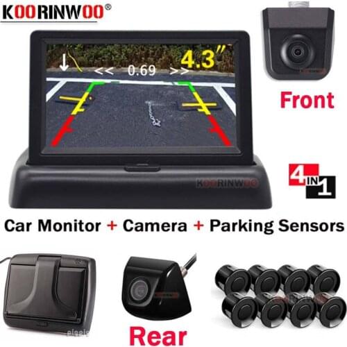 Koorinwoo Car Reverse Video Parking Sensor 8 Rear View Security System Bumper Buzzer 12V Alert Alarm for Rear Camera Car Monitor