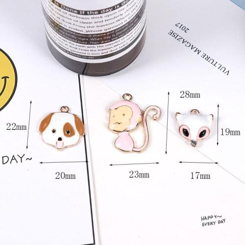 MRHUANG 10pcs/pack Lovely Dog Monkey Fox Animals Enamel Charms Alloy Pendant fit necklaces bracelets DIY Jewelry Accessories