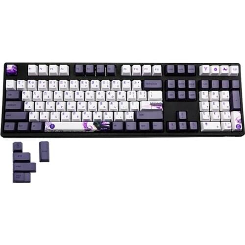 113 Keys Purple Datang Keycap PBT Sublimation Keycaps OEM Profile Mechanical Keyboard Keycap Chinese Style GK61 GK64