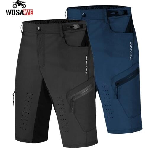 WOSAWE Mens Breathable Motorcycle shorts Quick dry Mountain Road MTB Cycling Shorts Motobike bicycle Riding Shorts