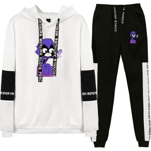 Teen Titans Go! Two Piece Set Women/Men Harajuku Long Sleeve Hoodies+Jogger Pants Hip hop Casual Trendy Clothes