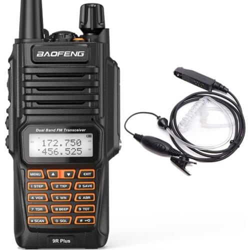 Baofeng UV-9R Plus 10W powerful 10km long range UV 9R Dual Band IP68 Waterproof Walkie Talkie+ Covert Air Acoustic Tube Headset