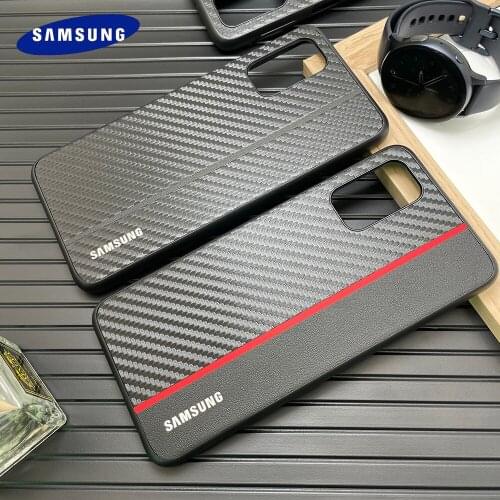 For Samsung Galaxy A32 Luxury Case Genuine Leather + Carbon Fiber Cover A 32 4G 5G Soft TPU Antiskid Protection Back Shell