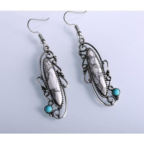 Huitan Retro Women Dangle Earring Hollowed-out Pattern Elegant Female Accessories Birthday Gift Vintage Party Earrings Wholesale