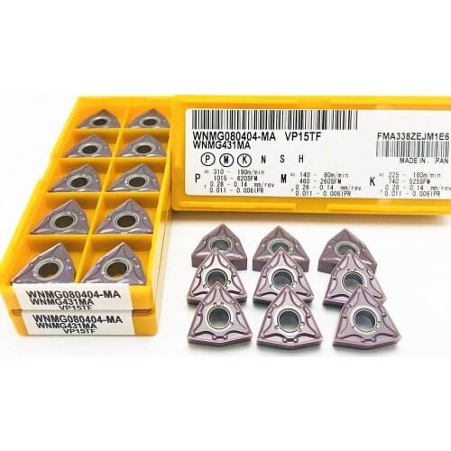 10PCS carbide insert WNMG080404 MA VP15TF high quality external turning tool metal lathe parts tool CNC WNMG 080404 turning tool