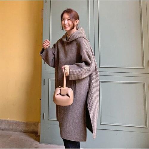 YourSeason 2021 New Casual Female Plaid Long Hoodies Spring Autumn Pullover Women Winter Loose Hooded Slits Sweatshirts