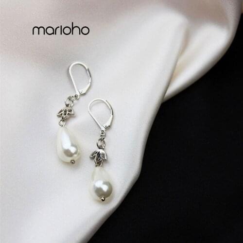 Womens Fashion Gold Silver Color Imitation Pearl Drop Earrings Alloy Metal Geometric Earrings Simple Wedding Party Jewelry