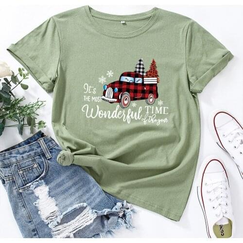 Women Plaid Tree Tops Christmas T-shirt Women Print Christmas T Shirt Summer Female Casual Short Sleeve T Shirt Mujer Camisetas