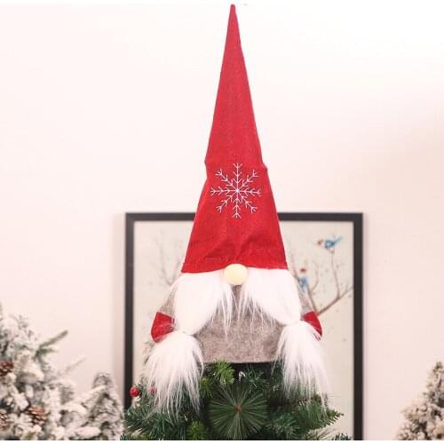 1pc Cartoon No Face Santa Claus Forest Man Christmas Xtmas Tree Toppers Cap Ornament Home Hotel New Year Party Decor Pendant