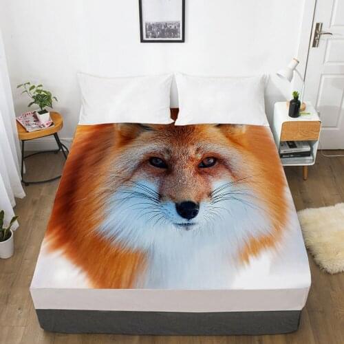 1 Pcs Fox Printed Soft Fitted sheet With Elastic Band solid Bed Sheet Cover-Wrinkle,Stain and Abrasion Resistant Sheets