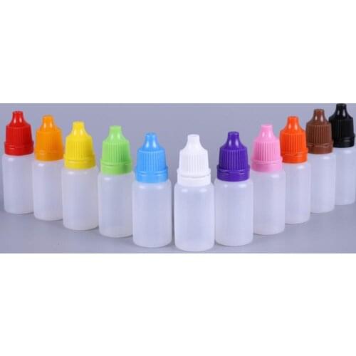 10Pcs/Lot 5ml Eyes Drop Refillable Bottle Empty Plastic Squeezable Dropper Bottles Colorful Cap Eye Liquid Dropper Sample Bottle