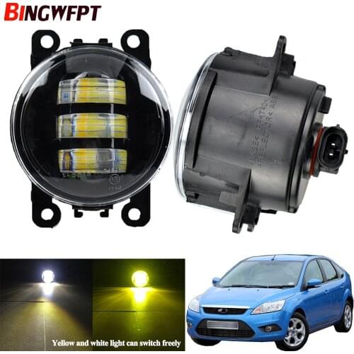 2PCS For Ford Focus MK2 MK3 2004-2015 Car H11 LED Bulb Front Fog Light + Angel Eye Daytime Running Light DRL 12V