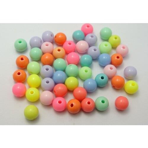 200 Mixed Pastel Color Acrylic Round Beads 8mm Smooth Ball Spacer