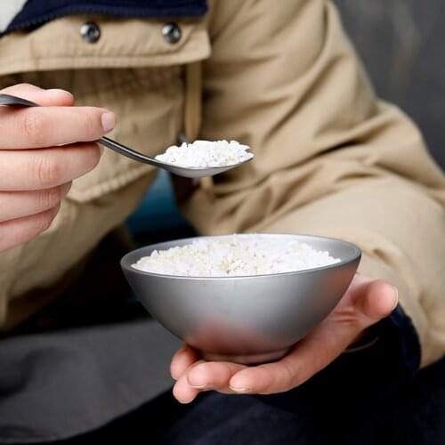 250ml/450ml Bowl Kitchen Soup Noodle Rice Bowl Double Layer Thickened Thermal Insulation Titanium Bowl Fruit Plate