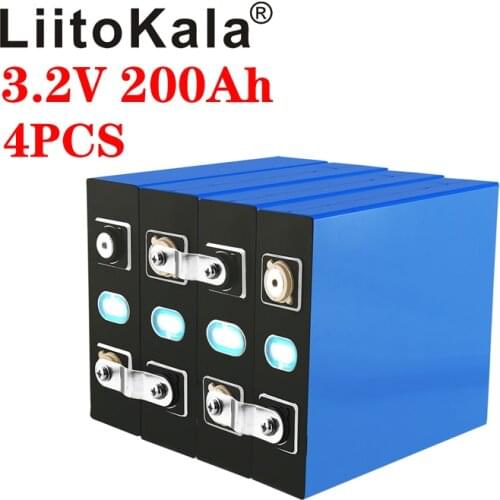 4pcs/lot LiitoKala 3.2V 200Ah lifepo4 battery 12V 200ah battery Suitable for Solar Energy long life 3500 Cycles EUUS TAX FREE