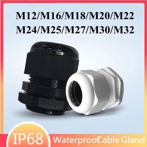 5/10pcs Waterproof Cable Gland Connector IP68 White Black Nylon Plastic Metric Cable M12 M16 M20 for 6-11mm Cable