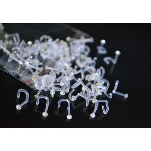 Free shippment LOT100pcs NOSE RETAINERS HIDE PIERCING CLEAR NOSE RING BONE STUD SCREW On GEMS