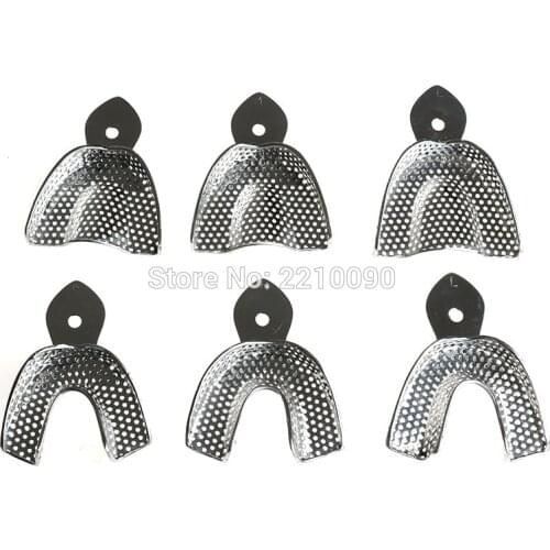 6pcs/1Kit Dental Products Stainless Steel Impression Tray Bite Denture Instrument