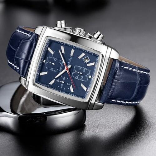 MEGIR Creative Men New Watch Top Brand Luxury Chronograph Quartz Watches Clock Male Leather Sport Army Military Wristwatches