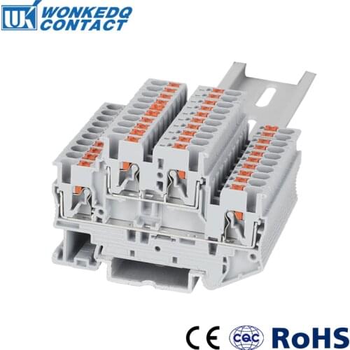 10Pcs PTTB2.5 Push-In Double Level 2 Layer Connection Plug PTTB-2.5 Wire Electrical Connector Din Rail Terminal Block PTTB 2.5
