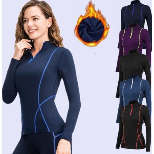 New Outdoor Jogging Zip Shirts Gym Long Sleeves Quick-Dry Breathable Tight Tops Women Shirts Running Sports Fitness Sportswear
