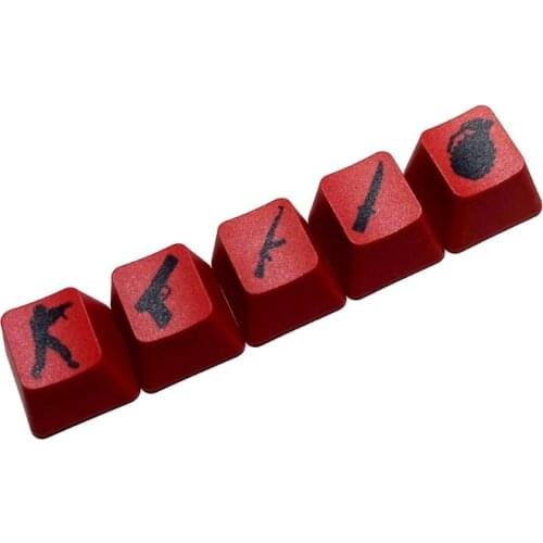 5pcs Gaming Keycaps Durable PBT Keycap OEM Profile R4 Personality Height Dye-sublimation Key for Mechanical Keyboard